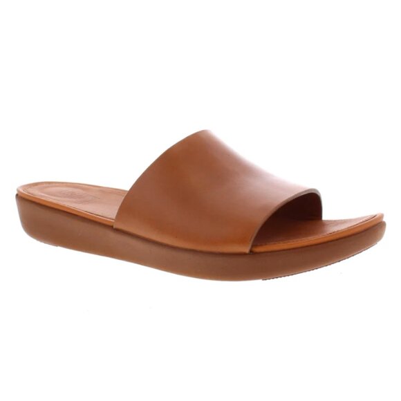 FitFlop Leather Sola Tan Women's Slip-On Platform Sandals Size 10 - Picture 2 of 8